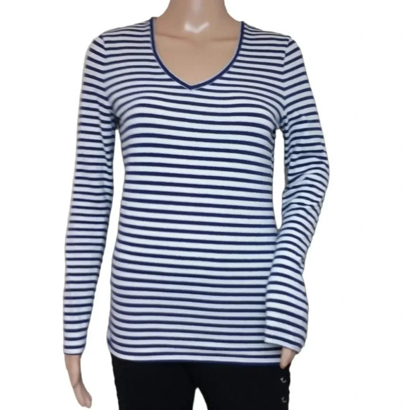 Ann Taylor Striped Sparkle Long Sleeve Top - Picture 1 of 4